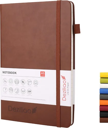 Vista 17 de Cuadernos forrados para diario, con lazo para bolígrafo. Cuadernos de tapa dura para trabajo, papel grueso de 100 Gsm con bolsillo