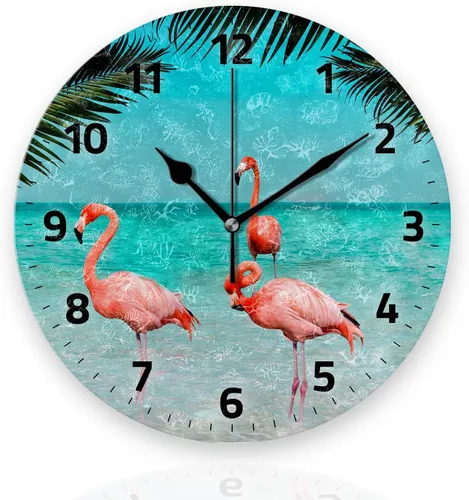 Vista 5 de Relojes de pared a pilas de 12 pulgadas, pájaros y flores, decoración silenciosa del hogar para baño, sala de estar, dormitorio