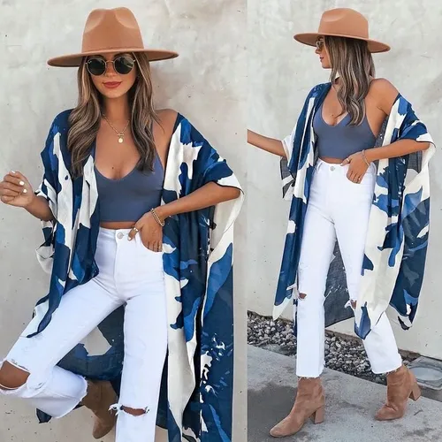 Vista 2 de Moss Rose - Salida de baño para ponerse sobre el traje de baño o bikini, kimono de verano para mujer