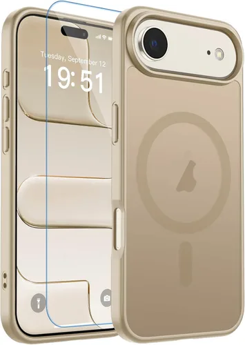 Vista 119 de zapica Funda magnética para iPhone Air, con protector de pantalla de vidrio templado, compatible con MagSafe, translúcida mate, a prueba de golpes