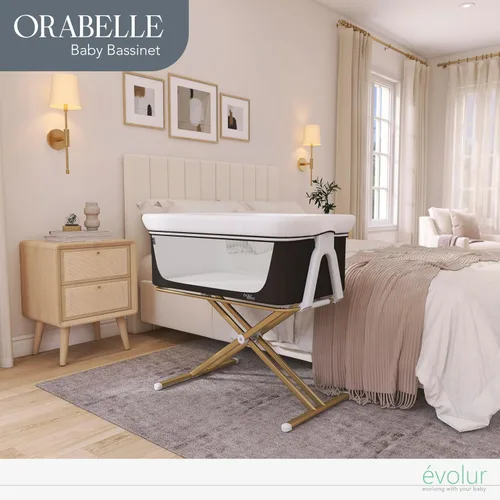Vista 2 de Evolur Orabelle Moisés de noche – Moisés de viaje ajustable, plegable y ligero para bebé 5-Level Height Adjustable, Breathable Mesh & Plush