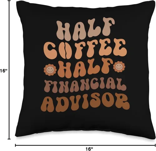 Vista 4 de Matching Financial Advisor Gifts, Half Financial Advisor Groovy Coffee Lover - Almohada de 16 x 16 pulgadas, multicolor