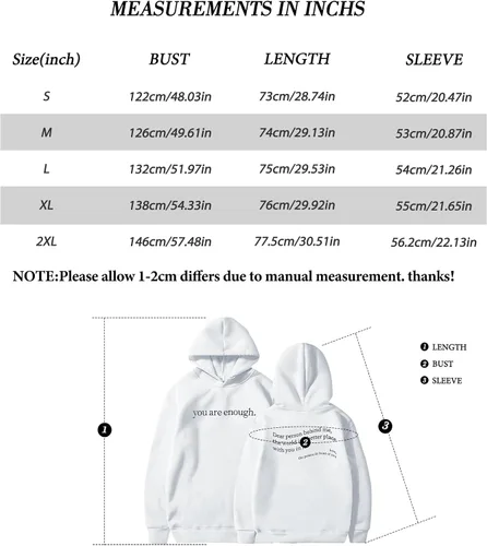 Vista 7 de UNIQUEONE Sudadera con capucha You Are Enough para mujer, sudadera con capucha "Dear Person Behind Me", sudadera de gran tamaño con capucha Love