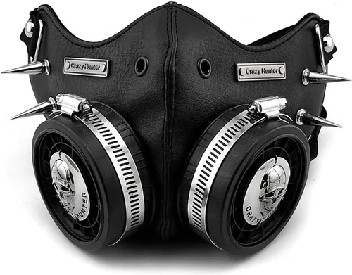 Vista 3 de Máscara Steampunk para Cosplay, Máscara de Cráneo, de Cuero Gótico para Hombres/Mujeres