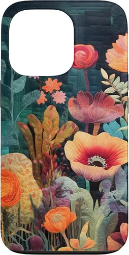 Vista 10 de iPhone 16 Flores coloridas en funda de edredón óptica, flores