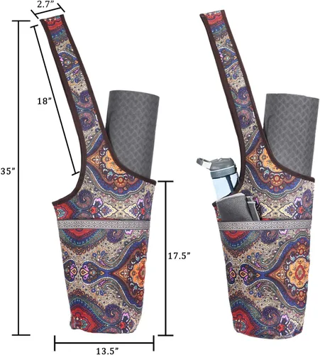 Vista 2 de Ewedoos Canvas Yoga Mat Bag Fits Most Mats Yoga Bag with Large Storage Pockets to Hold More Accessories Ideal for Pilates Workout Gifts & Travel