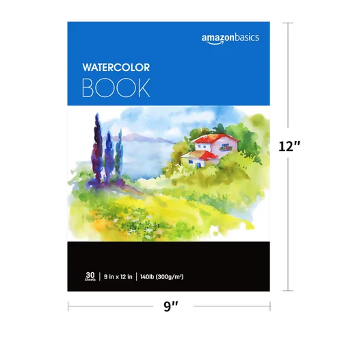 Vista 9 de Amazon Basics - Bloc para acuarela, 9 x 12 pulgadas, 140 lb/300 g/m², 30 hojas, color blanco