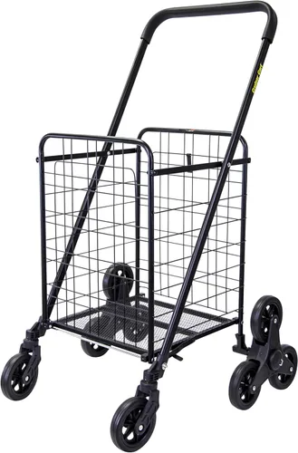 Vista 7 de dbest products - Carrito Cruiser Deluxe 2 para compras y comestibles con ruedas, cesta de lavandería plegable, carrito de utilidad compacto, ligero