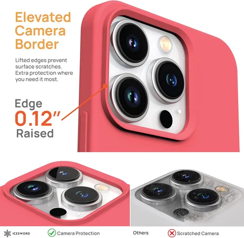 Vista 3 de IceSword Funda compatible con iPhone 13 Pro de 6.1 pies, funda delgada de silicona líquida a prueba de golpes, suave antiarañazos, bonita protección