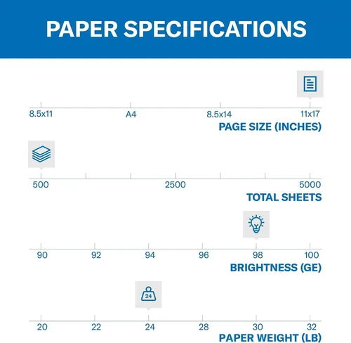 Vista 3 de Hammermill 104620 Papel de oficina con impresión láser, brillo 98, 24 libras, 11 x 17, blanco, 500 hojas/resma
