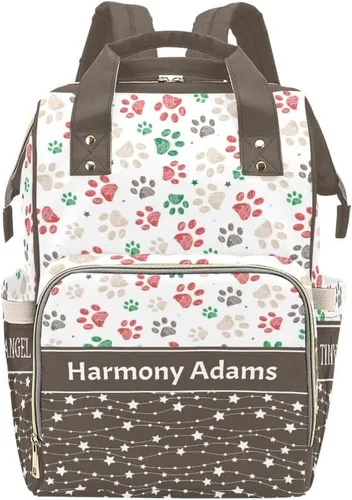 Vista 18 de Mochila para pañales personalizada, regalo con nombre, notas musicales, estrellas, azul oscuro, bolsa de viaje versátil: gran capacidad y múltiples