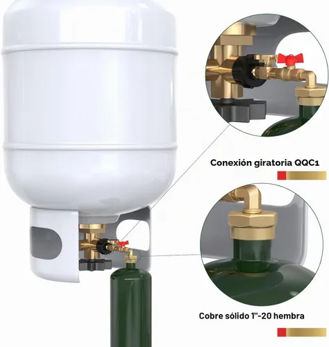 Vista 5 de Adaptador de codo de recambio de propano NQN QCC1 con medidor de tanque de propano, adaptador de presión de recambio de propano de 90 grados