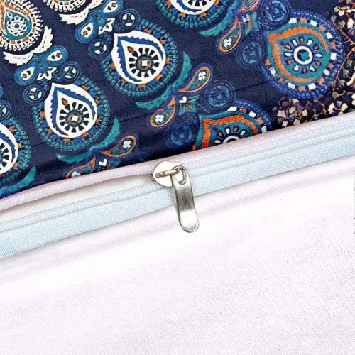 Vista 4 de Juego de funda de edredón de mandala bohemio, 3D, exótico, bohemio, elegante, estampado floral indio, lujoso, de microfibra suave, juego de ropa