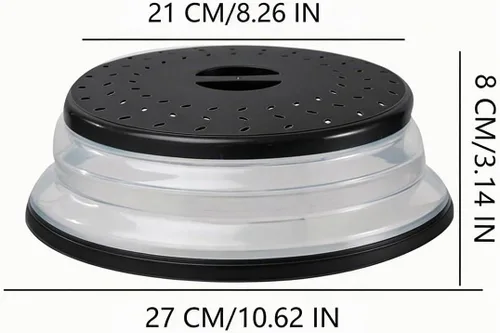 Vista 2 de Cubierta plegable para salpicaduras de microondas, cubierta para platos de microondas con ventilación de vapor, silicona y plástico sin BPA