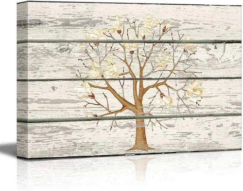 Vista 40 de wall26 - Obra de arte con estampado de madera de ciervo en bosque de abedules - Lienzo rústico para pared, arte para el hogar - 16 x 24 pulgadas