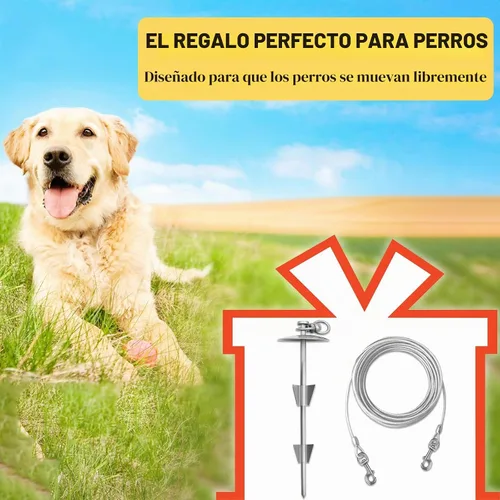 Vista 7 de Estaca de amarre para perro resistente con cable de perro de 10 pies para perros grandes de hasta 150 libras, estaca espiral para perro