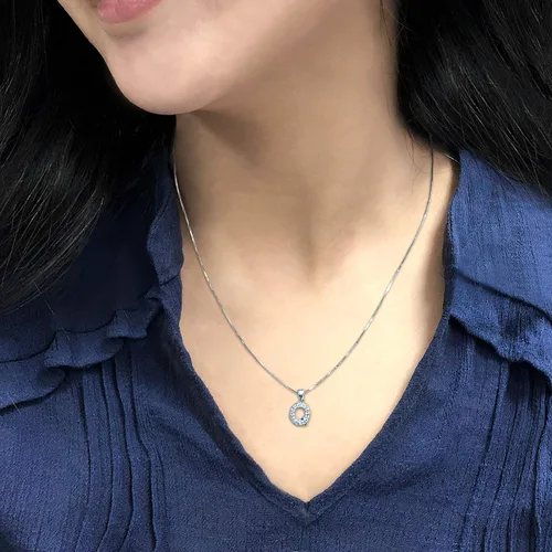 Vista 173 de Collar colgante con letra inicial de diamantes en oro amarillo de 14k (1/10 quilates) 18 pulgadas
