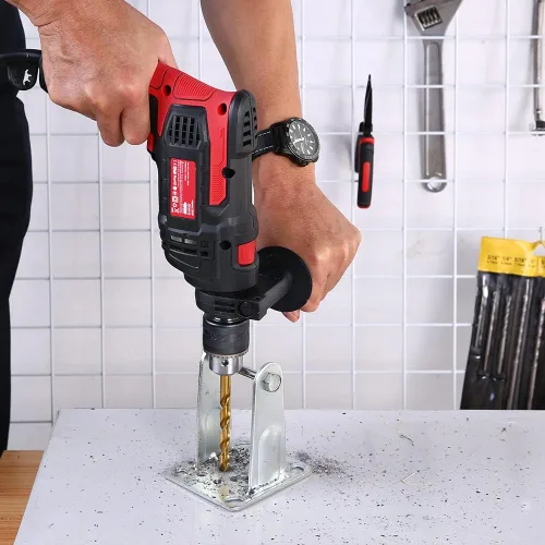 Vista 7 de Taladro de impacto de 850 W, 1/2 pulgadas, 7 amperios con cable con velocidad variable 0-3000 RPM, martillo y taladro 2 funciones en 1 para acero