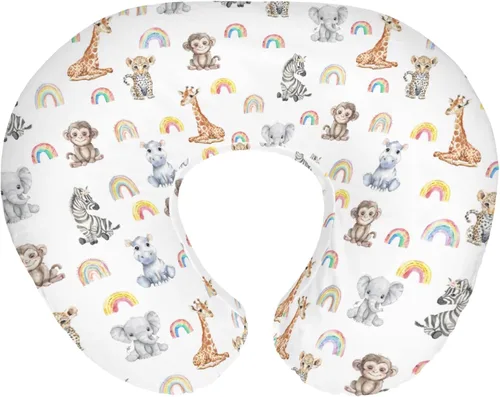Vista 13 de Fundas de almohada de lactancia de animales de acuarela para niños y niñas, osos, conejo, mapache, hojas florales, funda de almohada de lactancia