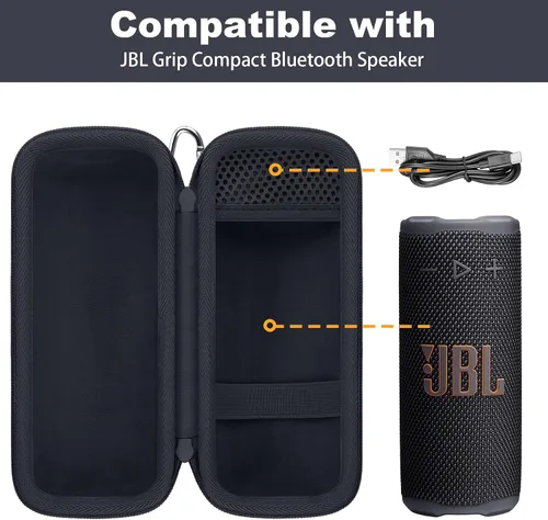 Vista 3 de Estuche rígido para altavoz Bluetooth portátil impermeable JBL Grip Estuche negro