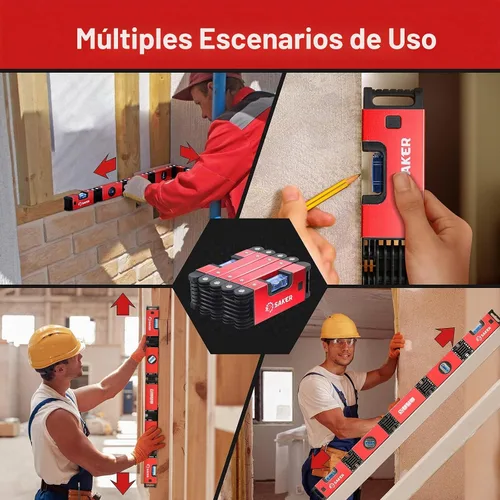 Vista 6 de Nivel plegable multifunción de Saker, herramienta niveladora de 28 pulgadas, regalos para hombres, herramientas de carpintería de medición
