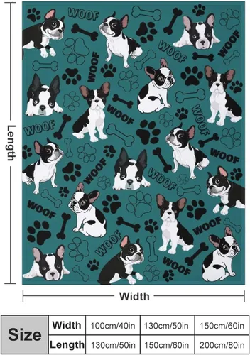 Vista 2 de Bonita manta de franela suave y acogedora de Boston Terrier, decoración de ropa de cama para niños y adultos, regalos para amantes de los perros