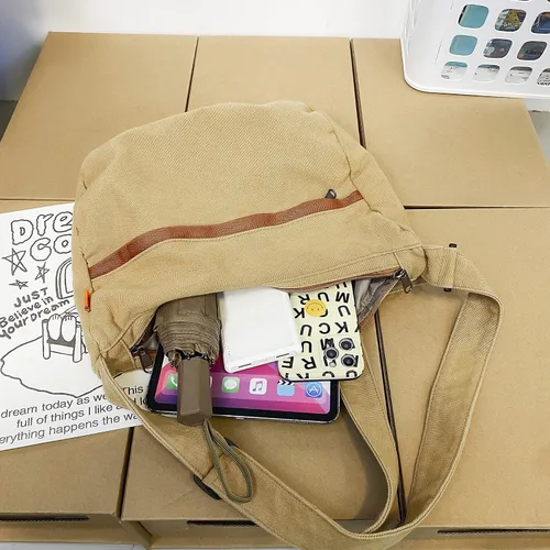 Vista 3 de Bolsos cruzados de lona para mujeres y hombres, bolso de hombro estilo hobo bolso de mano para el trabajo, compras y viajes