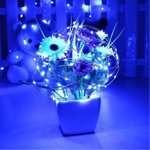 Vista 2 de Joomer Guirnalda de luces LED que funcionan con pilas, paquete de 2 50 luces LED cortables de 16 pies con temporizador para dormitorio, fiestas