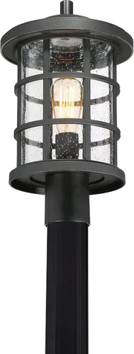 Vista 2 de Quoizel CSE9010EK Crusade - Soporte de poste para exteriores, 1 luz, 150 vatios, negro tierra (17 pulgadas de alto x 10 pulgadas de ancho)
