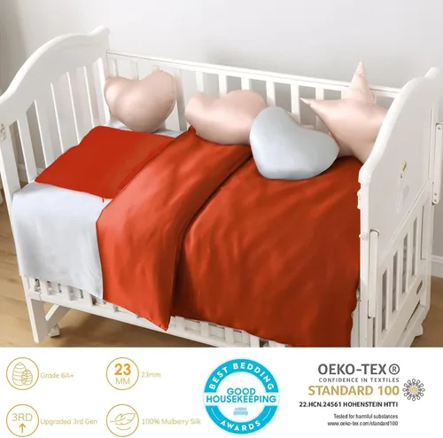 Vista 2 de PROMEED Funda de edredón de seda 100 % natural con cremallera oculta, ropa de cama de seda prémium de 23 momme para cabello y piel de bebé