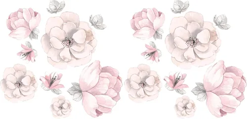 Vista 4 de Lambs & Ivy Calcomanías de pared florales de acuarela color rosa y gris