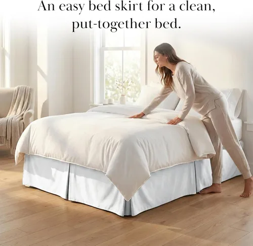 Vista 4 de Southshore Fine Linens VILANO Springs faldón para cama plisada, 15 pulgadas, Microfibra, Blanco brillante, gemelo
