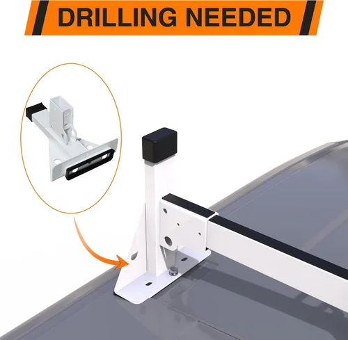 Vista 5 de MELIPRON - Baca de techo para carga de acero para furgoneta, compatible con RAM ProMaster 2013-2023, 2 barras, color blanco