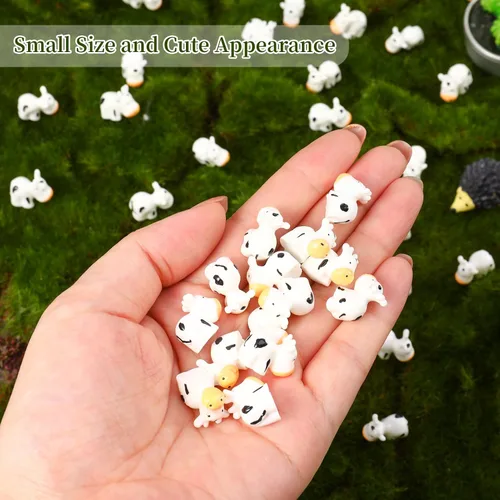 Vista 5 de Fuyamp 100 mini figuras de vaca de resina, bonitos adornos de musgo en miniatura de hada para exteriores, accesorios de adorno de paisaje de jardín