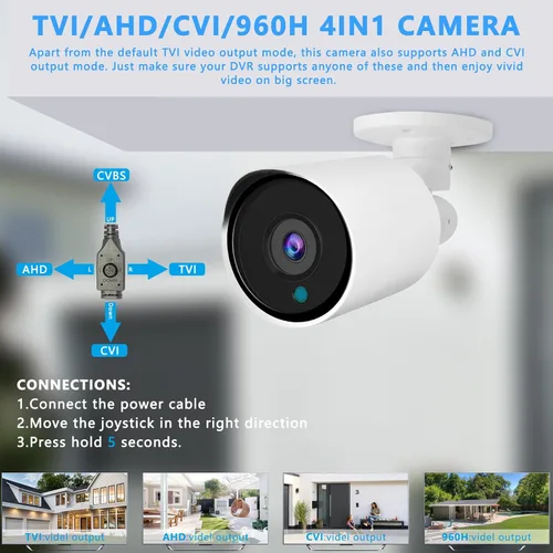 Vista 2 de Cámara bala de seguridad analógica de 5MP 4 en 1 TVI/CVI/AHD/CVBS