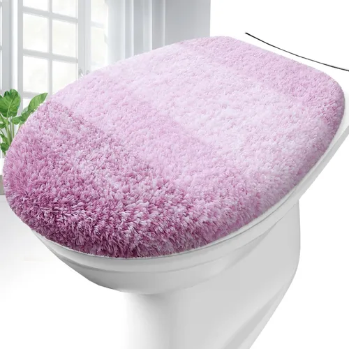 Vista 10 de OLANLY Funda de asiento de inodoro de microfibra suave para baño, cubiertas de asiento lavables a máquina, 17.5x15 pulgadas, con respaldo de goma