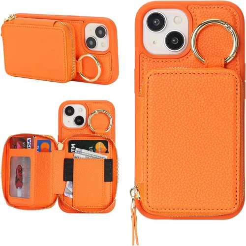 Vista 15 de Funda compatible con iPhone 11 con tarjetero, para iPhone 11, funda de teléfono con cremallera y ranura para mujer, 6.1 pulgadas, oro rosa