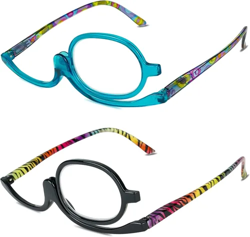 Vista 7 de 2 Pack Makeup Reading Glasses for Women Magnifying Flip Down Cosmetic Readers with Spring Hinge