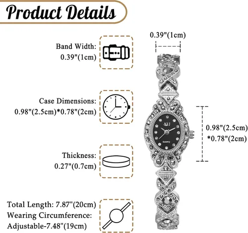 Vista 6 de Avaner Relojes de pulsera de plata para mujer diamantes de imitación analógicos de cuarzo ovalado reloj de pulsera brillante