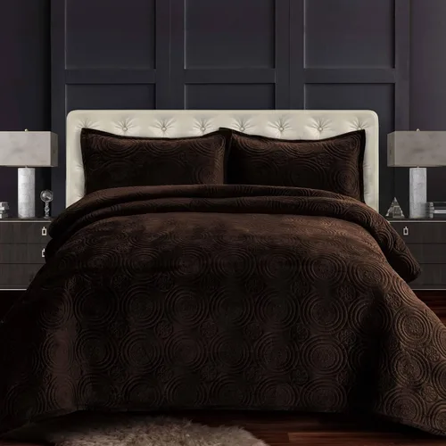 Vista 9 de Tribeca Living Juego de edredón de terciopelo de gran tamaño individual, ropa de cama de terciopelo suave de 260 GSM para una comodidad lujosa, Negro