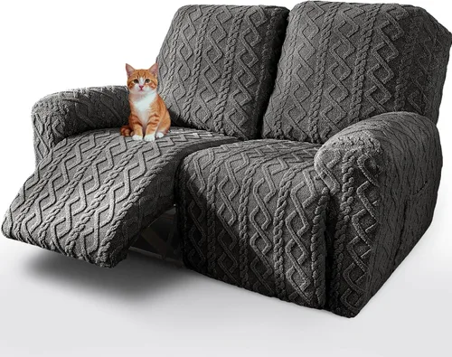 Vista 7 de vctops 6 Piezas Fundas de Sofá Reclinable Loveseat de Felpa con Jacquard Geométrico Suaves Peludas Esponjosas Protector de Muebles Antideslizante