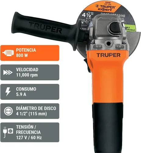 Vista 2 de Amoladora angular 4-1/2 ', profesional, 800 W