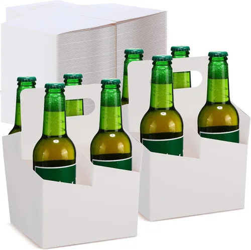 Vista 8 de Jetec 50 piezas Portador de bebidas de 4 tazas con asa, portador de cerveza de cartón kraft, portavasos desechable para bebidas calientes o frías