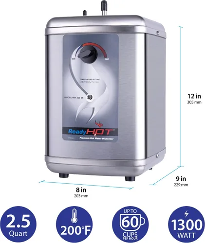 Vista 2 de Ready Hot – Sistema despachador de agua caliente de acero inoxidable., RH-200-F570-CH Grifo de cromo pulido