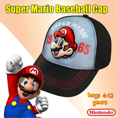 Vista 2 de Nintendo Super Mario - Gorra de béisbol para niños, de 4 a 12 años, muchos estilos y colores, ajustable, 100% algodón
