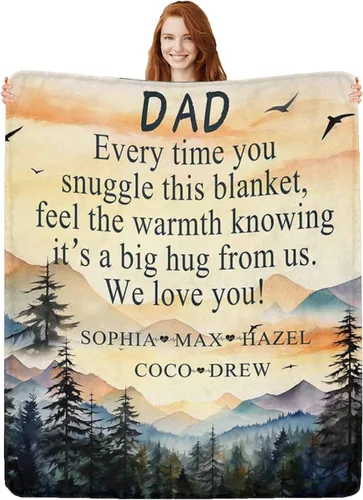 Vista 30 de Regalos personalizados de cumpleaños para el Día del Padre, para papá, abuelo, hombres, manta personalizada con fotos para mi papá, regalos de hija