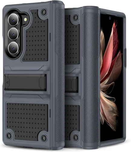 Vista 13 de Jeylly Funda para Samsung Z Flip 3, Z Flip 4, de grado militar, a prueba de golpes, con soporte estable, protección de bisagra, cubierta resistente