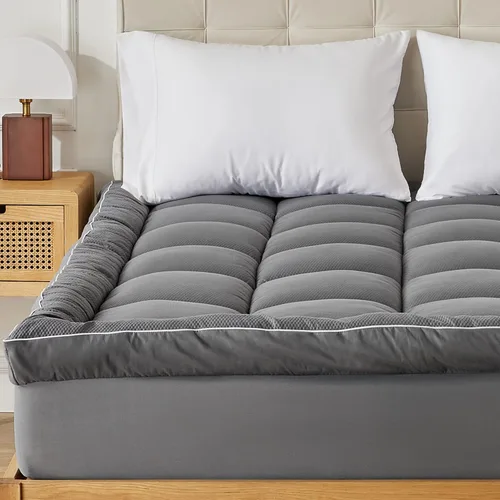 Vista 2 de Sonive Protector de colchón tamaño individual XL, sobrecolchón extra grueso con relleno alternativo de 35.27 oz/m², acolchado suave y esponjoso
