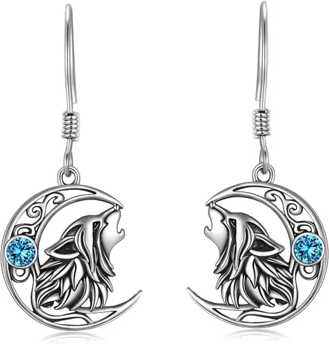 Vista 28 de POPKIMI Bonitos aretes colgantes de animales, joyería de animales, regalos de cumpleaños y Navidad para mujeres, aretes de ópalo de cristal de plata