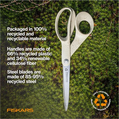 Vista 5 de Fiskars Tijeras de tela reciclada de 8 pulgadas - Tijeras de artesanía sostenibles y afiladas para costura - Corte de tela - Beige